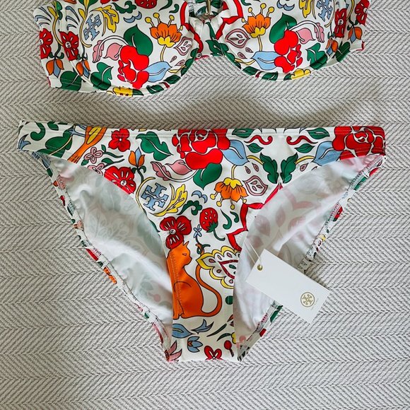 Tory Burch floral print underwire bikini top and brief bikini bottom - Picture 7 of 9